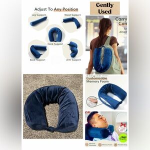 Navy Blue Travel Bendable Memory Foam Neck Pillow